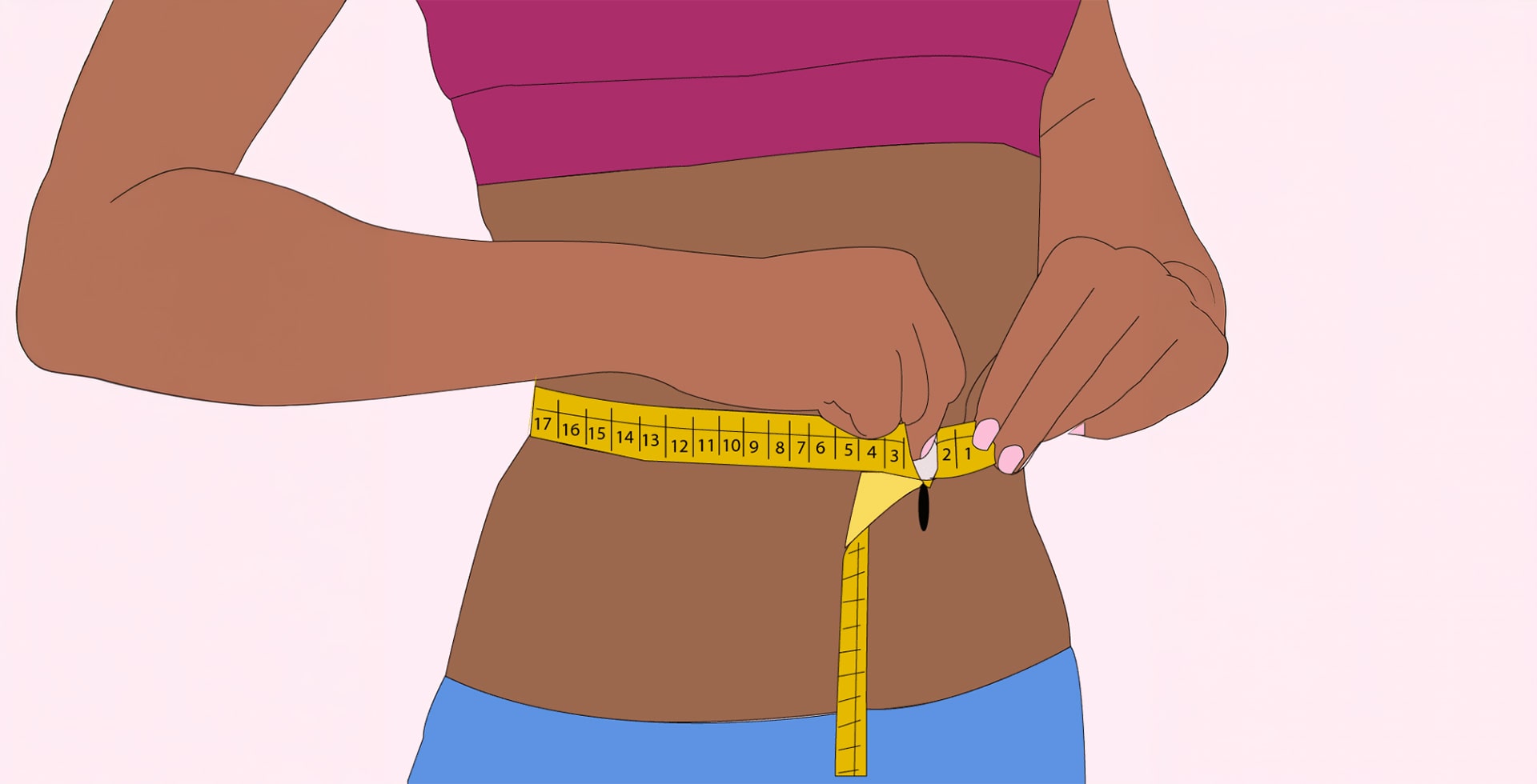 Woman measuring waist